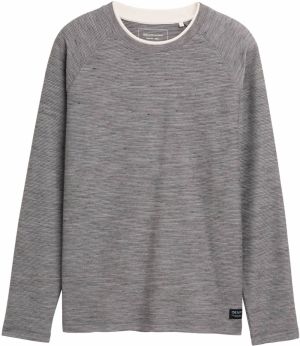 TOM TAILOR DENIM Tričko  sivá melírovaná / biela
