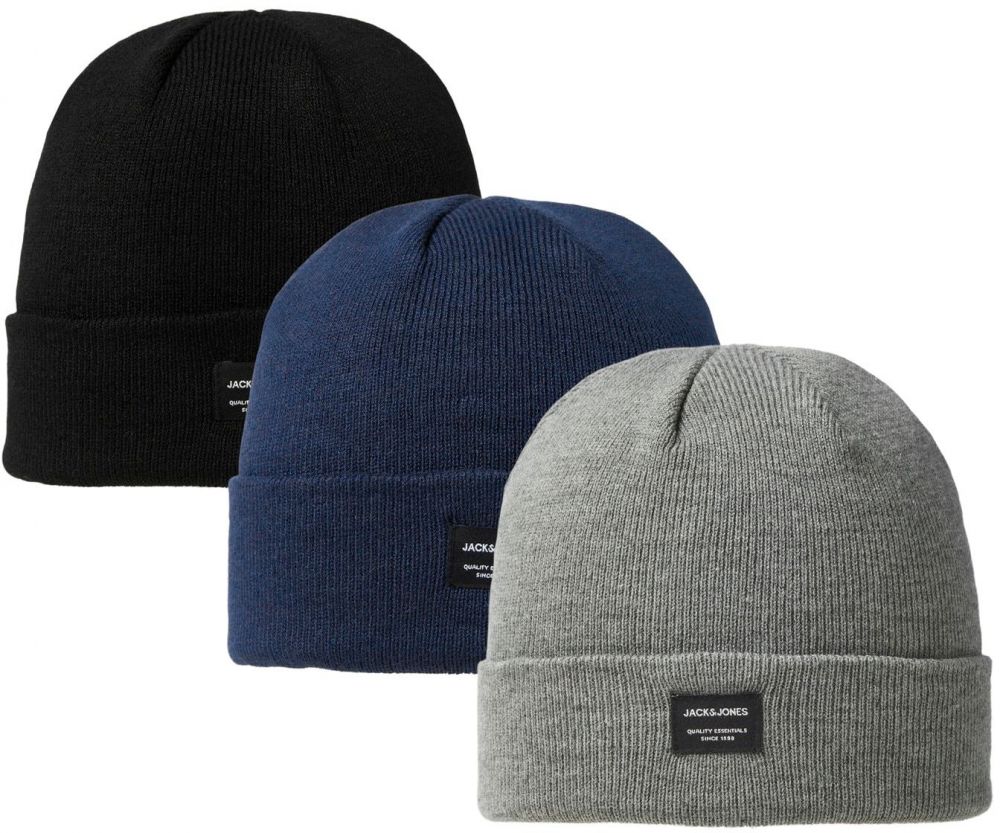 JACK & JONES Čiapky 'JACDNA'  tmavomodrá / sivá melírovaná / čierna