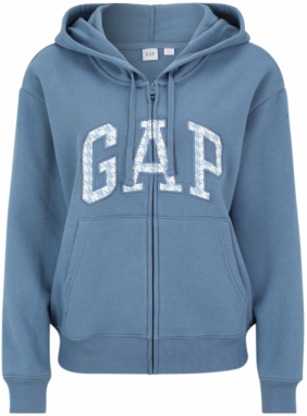 Gap Tall Tepláková bunda 'HERITAGE'  modrá denim / svetlomodrá / biela