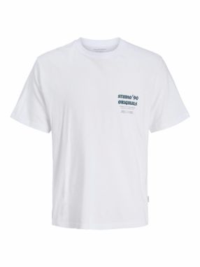 JACK & JONES Tričko 'JORMEADOWS'  námornícka modrá / jedľová / biela