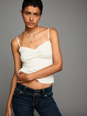 Bershka Top  slonová kosť / svetlomodrá / svetlozelená