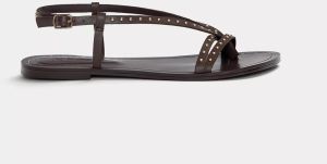 Pull&Bear Remienkové sandále  tmavohnedá / zlatá