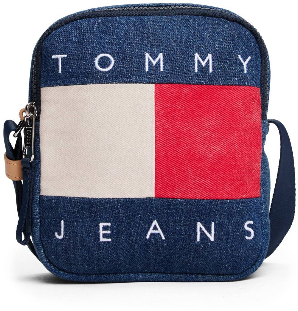 Tommy Jeans Taška cez rameno  modrá denim / červená / prírodná biela