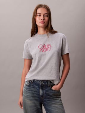Calvin Klein Jeans Tričko  svetlosivá / ružová