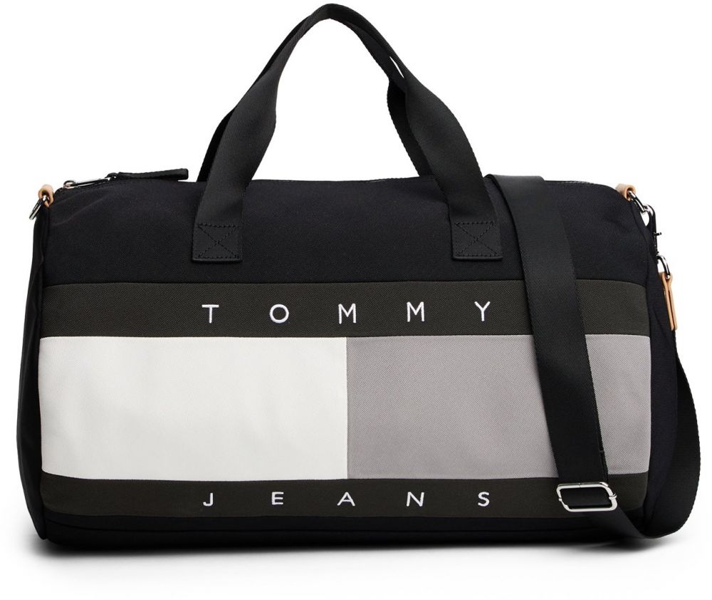 Tommy Jeans Cestovná taška  sivá / čierna / biela
