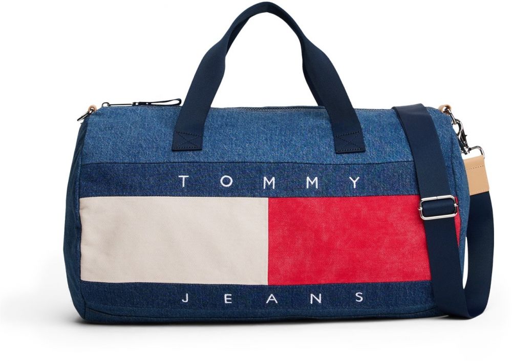 Tommy Jeans Cestovná taška  béžová / modrá denim / červená / biela