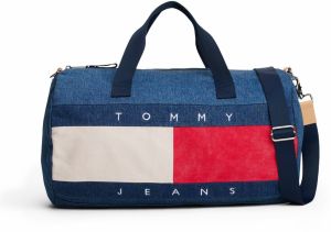 Tommy Jeans Cestovná taška  béžová / modrá denim / červená / biela
