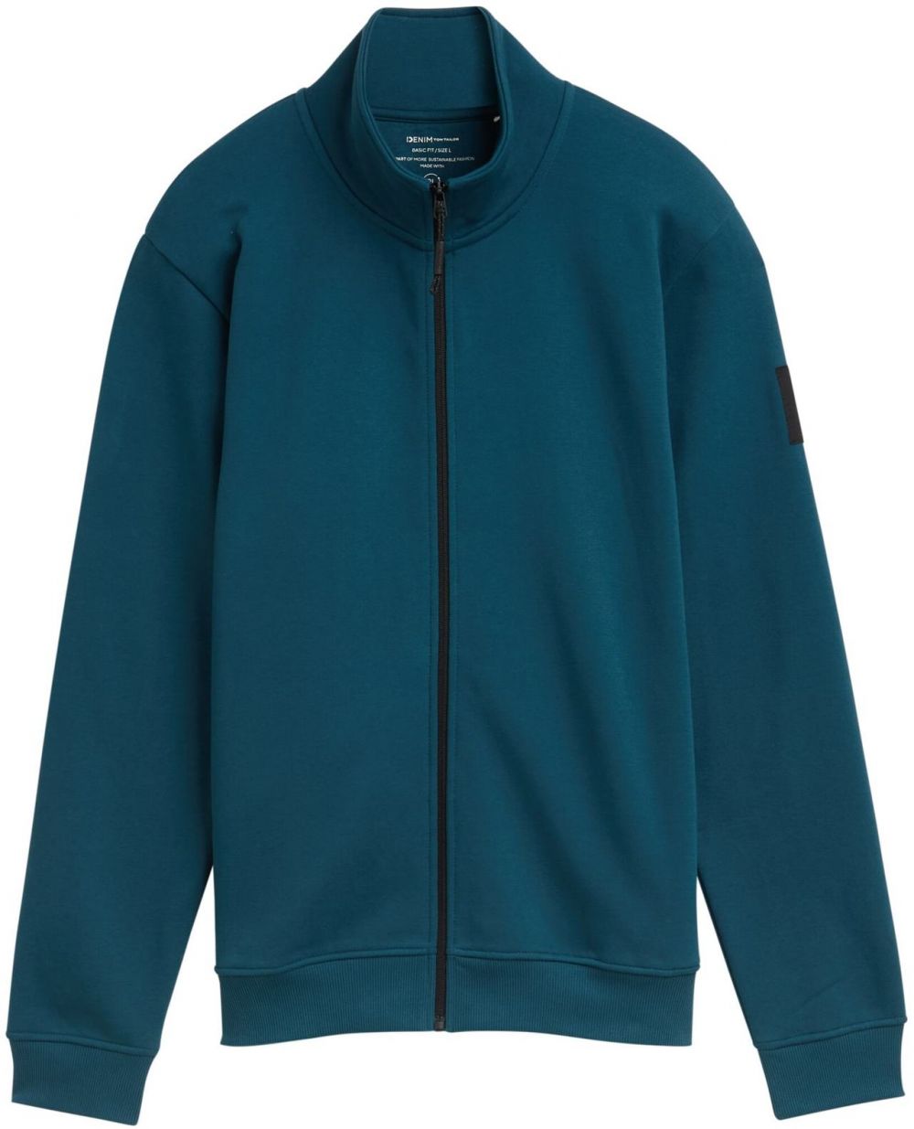 TOM TAILOR DENIM Tepláková bunda  tmavozelená