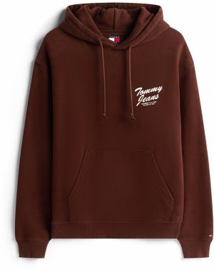 Tommy Jeans Mikina  tmavohnedá / biela
