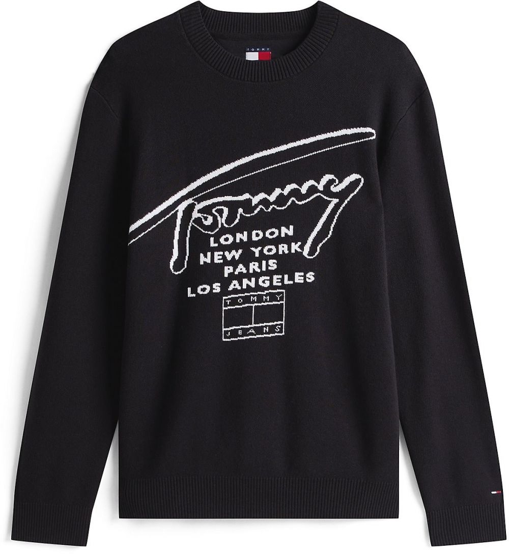 Tommy Jeans Sveter  čierna / biela