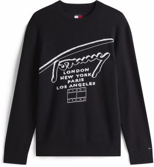 Tommy Jeans Sveter  čierna / biela
