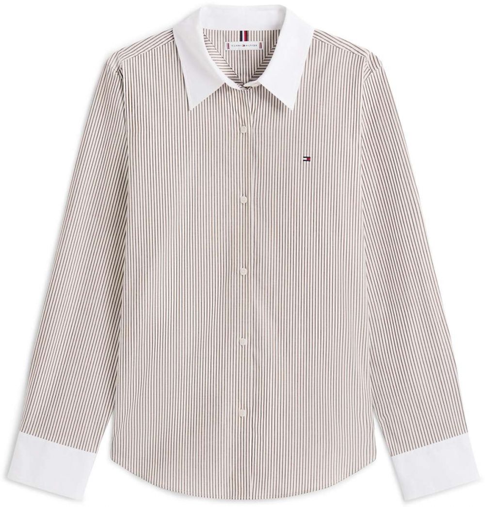 TOMMY HILFIGER Blúzka 'ESS'  béžová / hnedá / biela