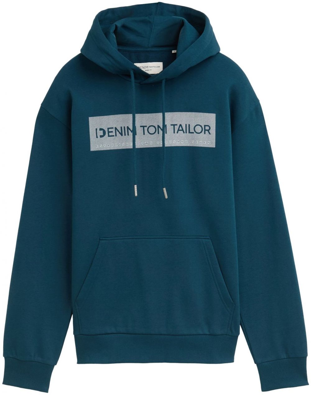 TOM TAILOR DENIM Mikina  petrolejová / biela