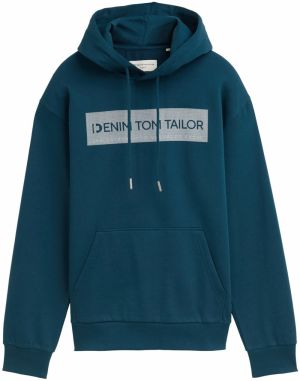 TOM TAILOR DENIM Mikina  petrolejová / biela