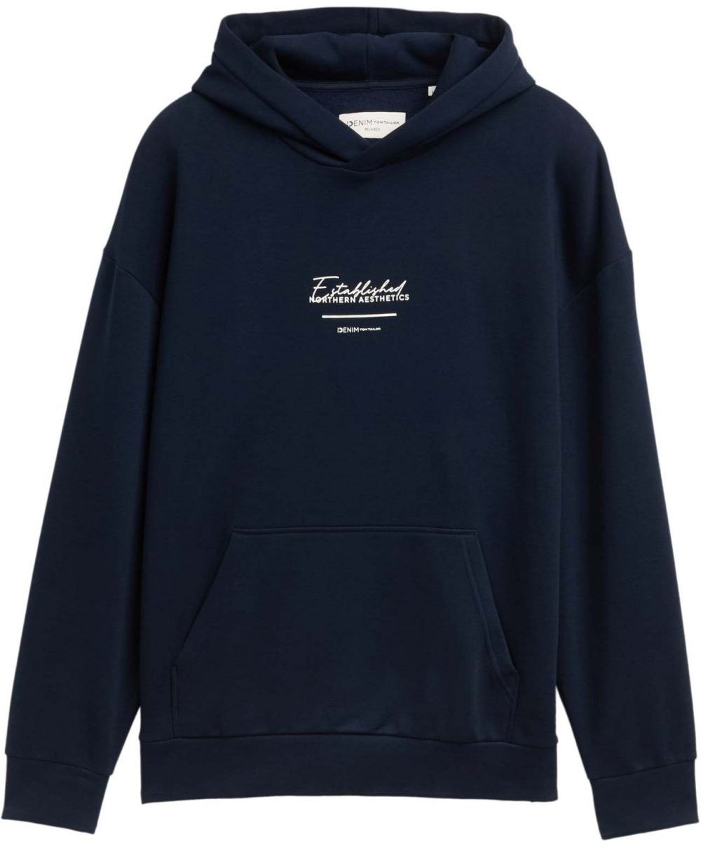 TOM TAILOR DENIM Mikina  námornícka modrá / biela