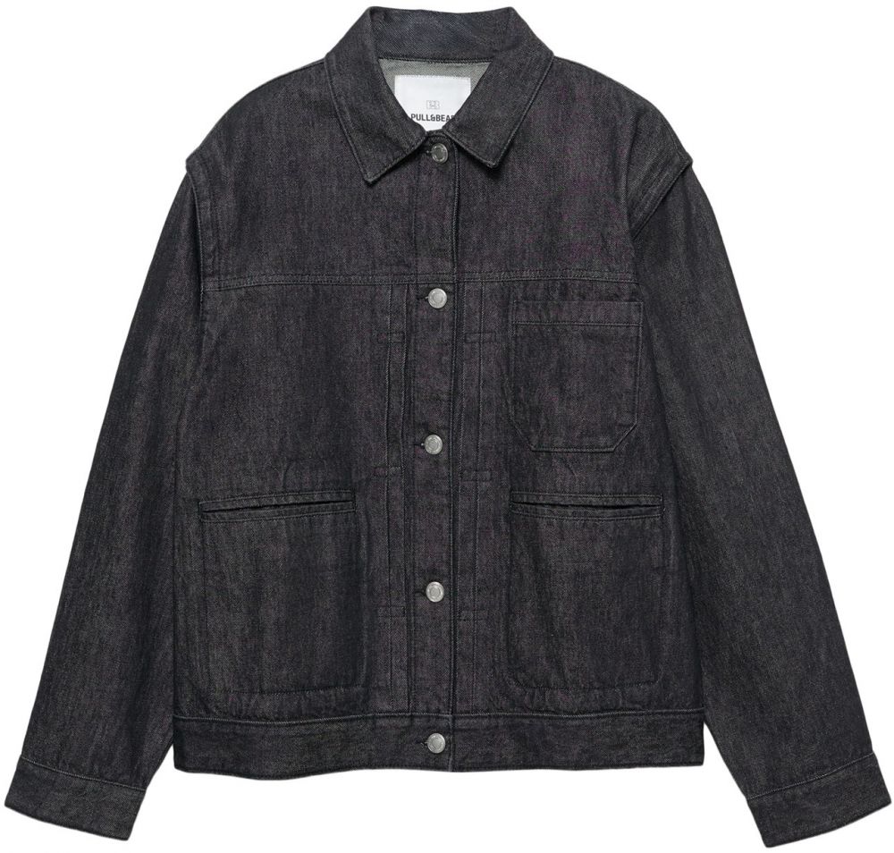 Pull&Bear Prechodná bunda  čierny denim