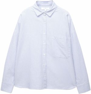 Pull&Bear Blúzka 'PACIFIC'  modrosivá / biela