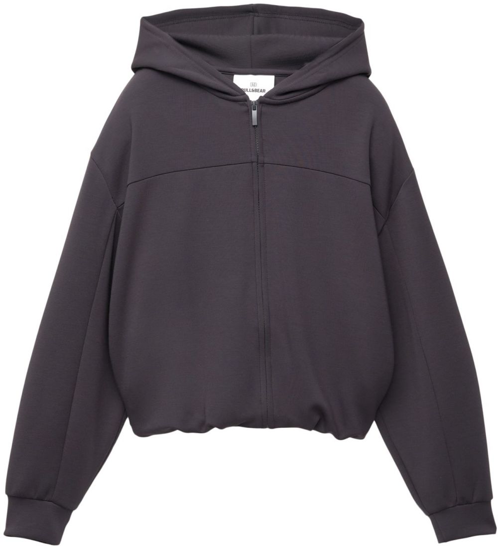 Pull&Bear Tepláková bunda  tmavosivá