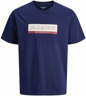 JACK & JONES Tričko 'JORINWOOD'  krémová / indigo / tmavočervená