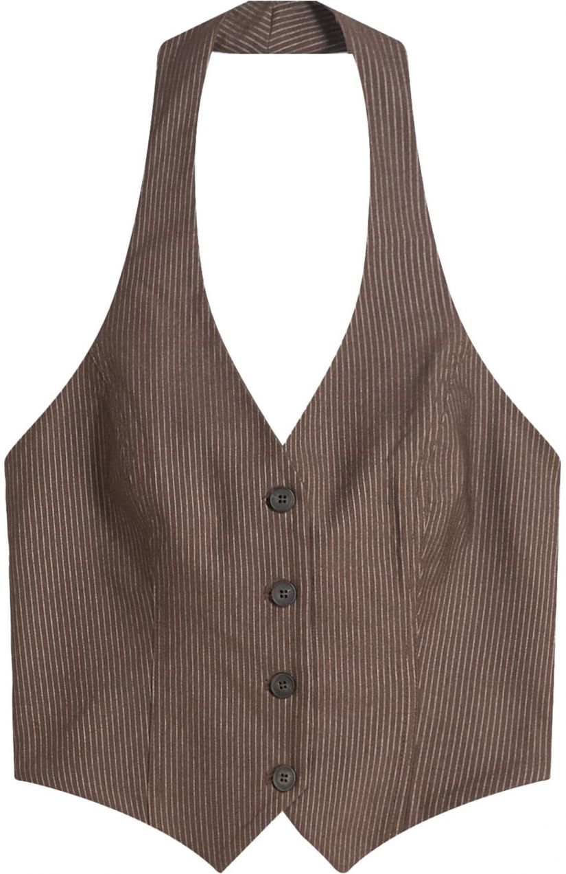 Bershka Vesta k obleku  hnedá / sivá