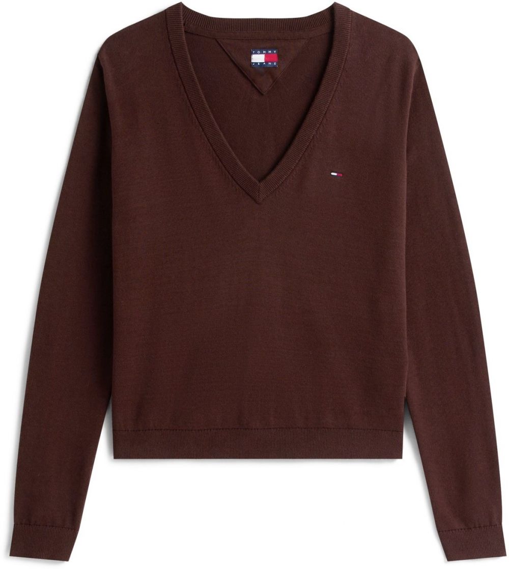 Tommy Jeans Sveter 'ESSENTIAL'  námornícka modrá / hnedá / červená / biela