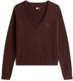 Tommy Jeans Sveter 'ESSENTIAL'  námornícka modrá / hnedá / červená / biela