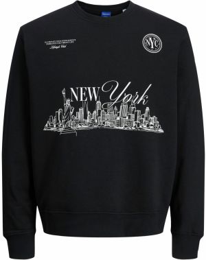 JACK & JONES Mikina 'JOREDITORIAL'  čierna / biela
