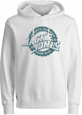 Jack & Jones Premium Mikina 'JPRBLUBARON'  tmavozelená / biela