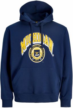 JACK & JONES Mikina 'JJMICHIGAN'  námornícka modrá / žltá / biela