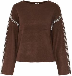 YAS Sveter 'YASSTITCHA'  nebielená / hnedá