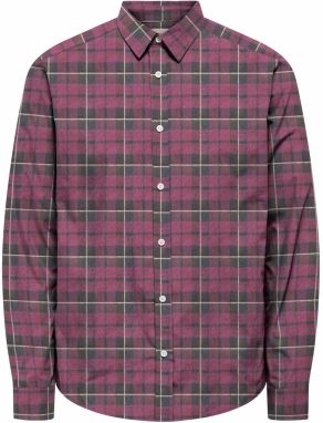 Only & Sons Košeľa 'ONSKIM'  vínovo červená / čierna / biela