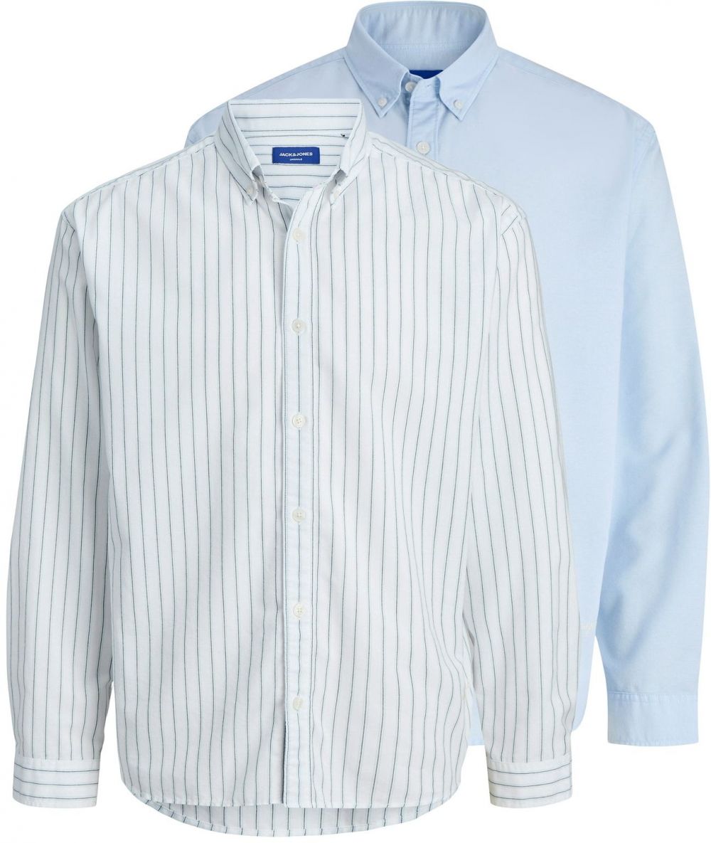 JACK & JONES Košeľa 'JORNORREBRO'  svetlomodrá / mätová / biela
