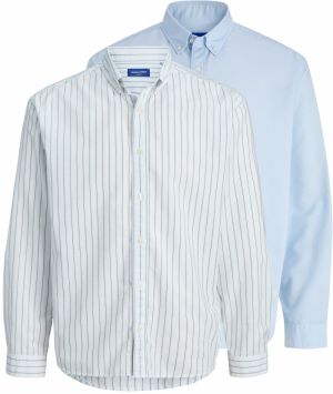 JACK & JONES Košeľa 'JORNORREBRO'  svetlomodrá / mätová / biela