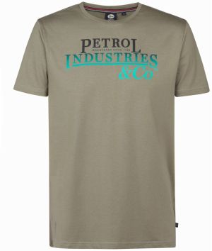 Petrol Industries Tričko 'Classic'  kamenná / svetlozelená / tmavozelená