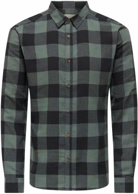 Only & Sons Košeľa 'ONSGudmund'  zelená / čierna