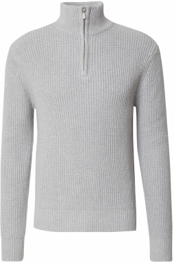 DAN FOX APPAREL Sveter 'Leart'  sivá melírovaná