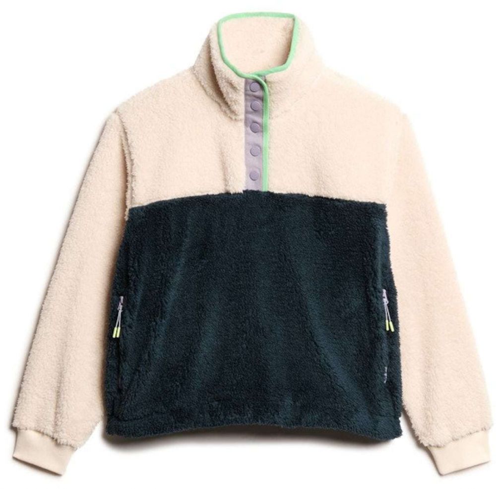 Superdry Sveter  námornícka modrá / biela ako vlna