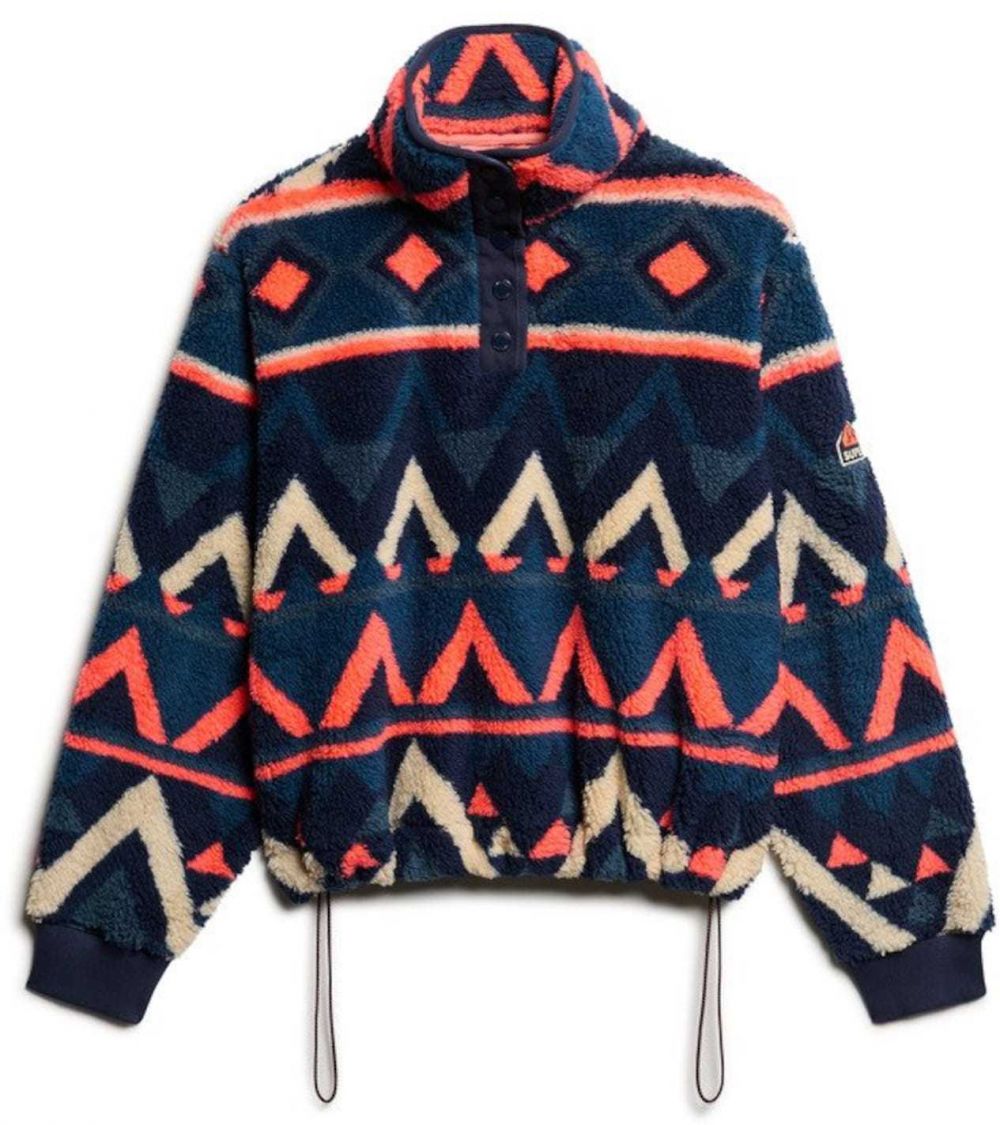 Superdry Sveter  béžová / námornícka modrá / koralová / čierna