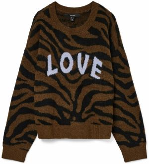 VERO MODA Sveter 'VMNEWKAI'  hnedá / čierna / biela