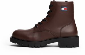 Tommy Jeans Šnurovacie členkové čižmy  námornícka modrá / čokoládová / brusnicová / biela