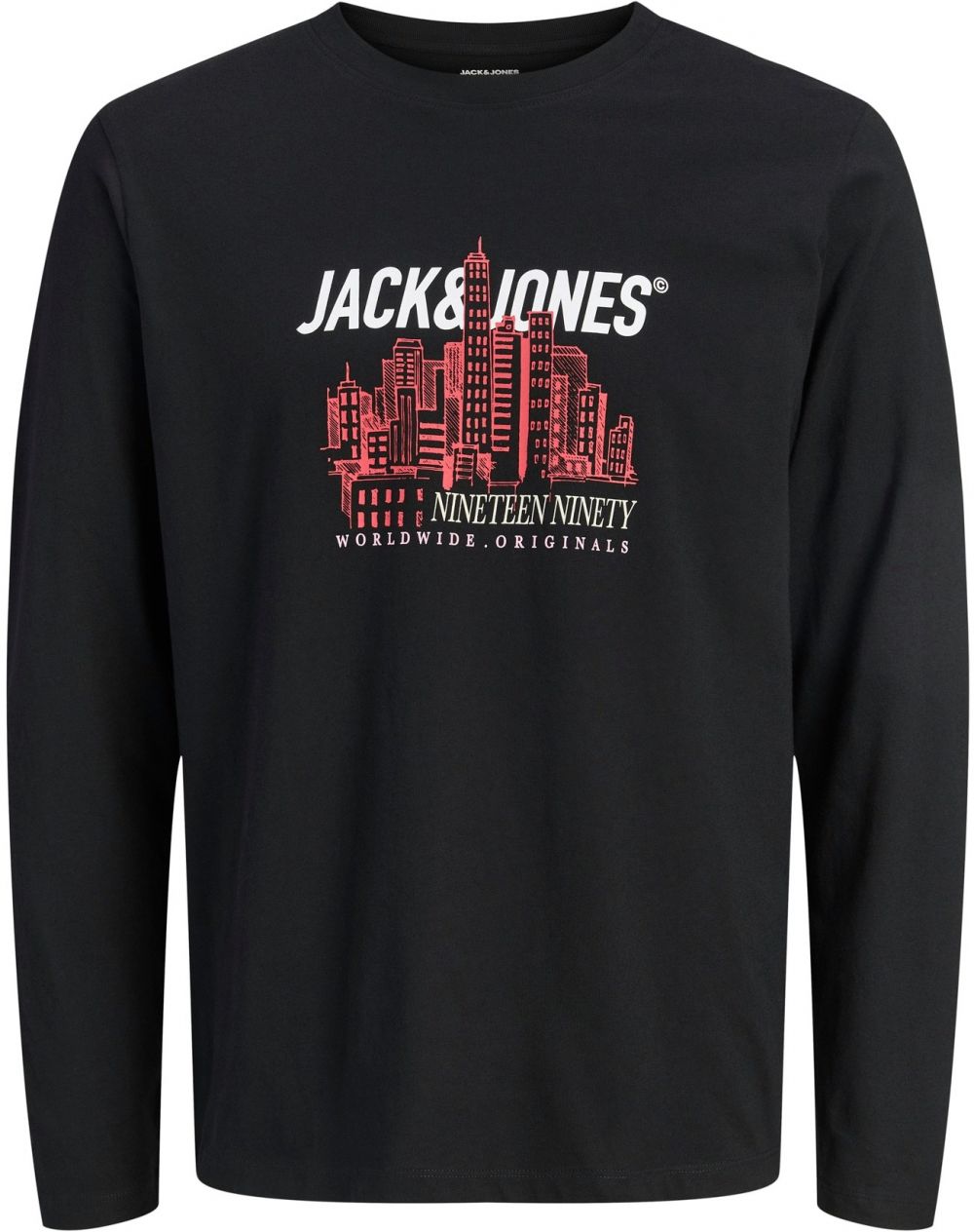 JACK & JONES Tričko 'JORYORK'  červená / čierna / biela
