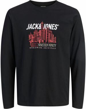 JACK & JONES Tričko 'JORYORK'  červená / čierna / biela
