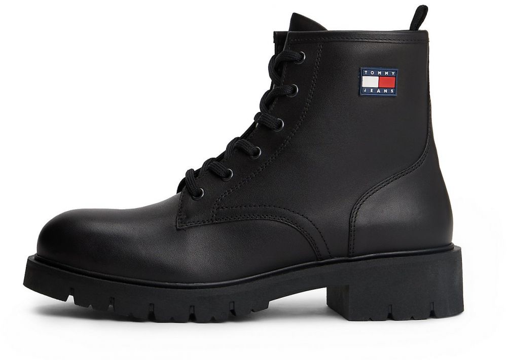 Tommy Jeans Šnurovacie členkové čižmy  čierna