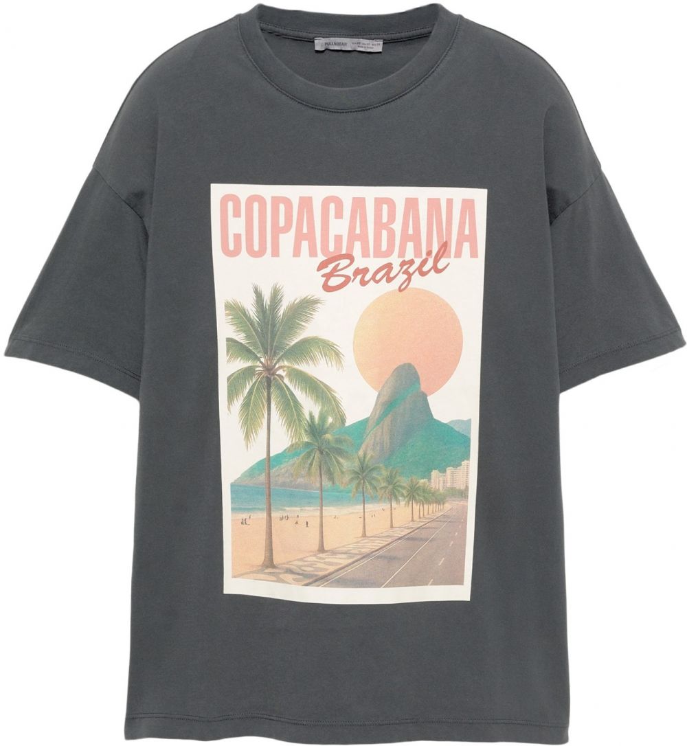 Pull&Bear Tričko  béžová / antracitová / zelená / oranžová