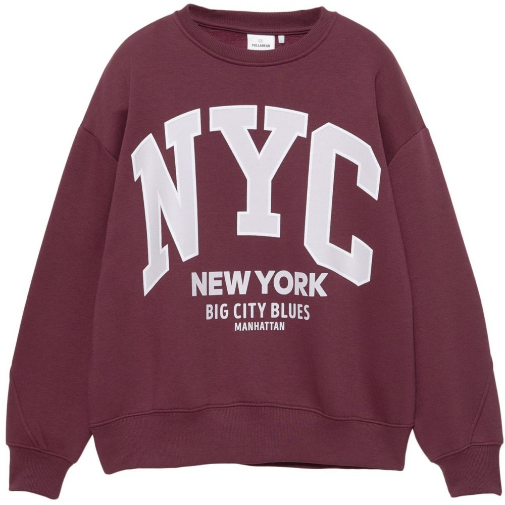 Pull&Bear Mikina  burgundská / biela