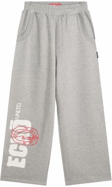 Bershka Nohavice  sivá melírovaná / červená / biela