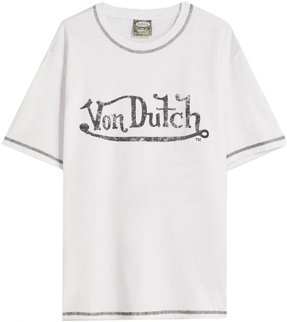 Bershka Tričko 'VON DUTCH'  čierna / biela