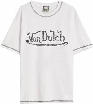 Bershka Tričko 'VON DUTCH'  čierna / biela