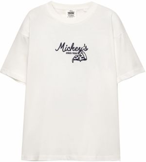 Pull&Bear Tričko 'MICKEY'  čierna / biela