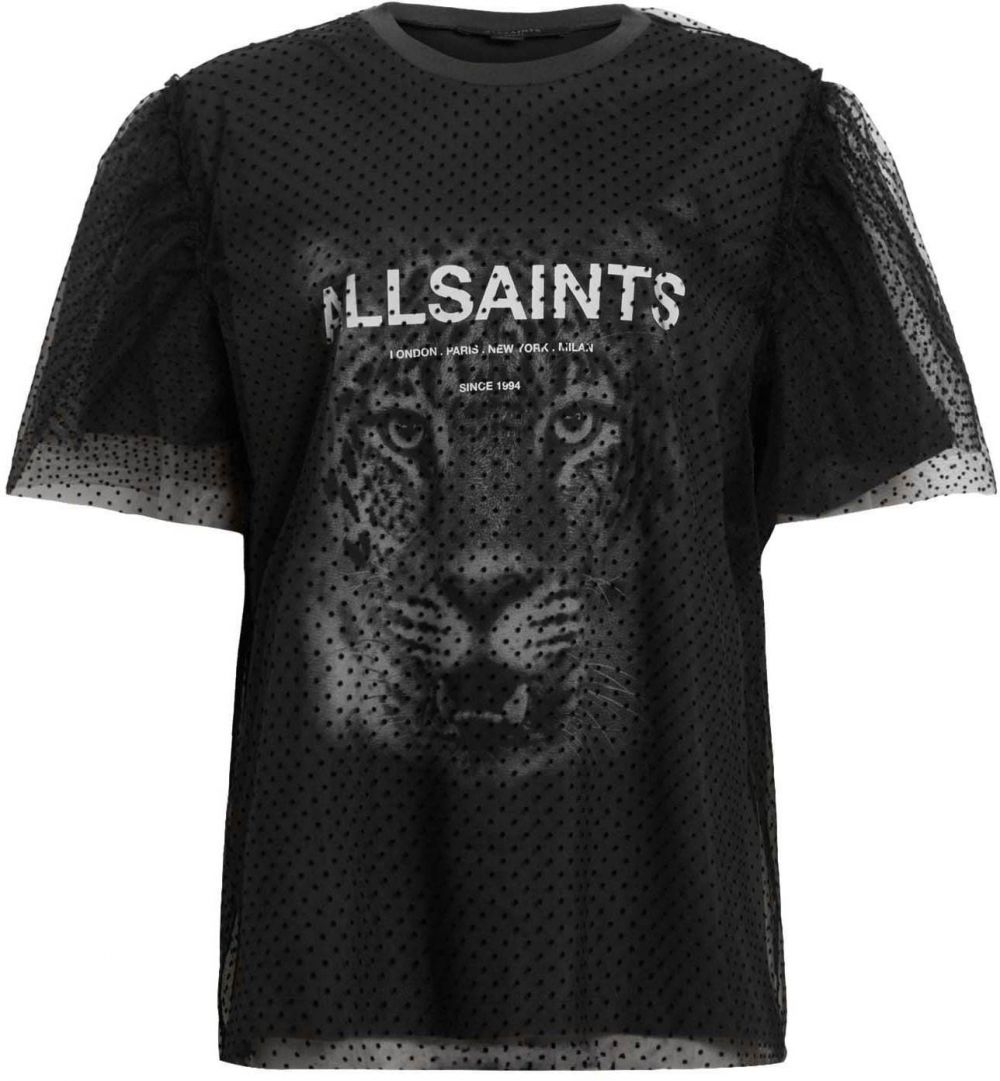 AllSaints Tričko 'ROAR TOMMI'  sivá / čierna / šedobiela